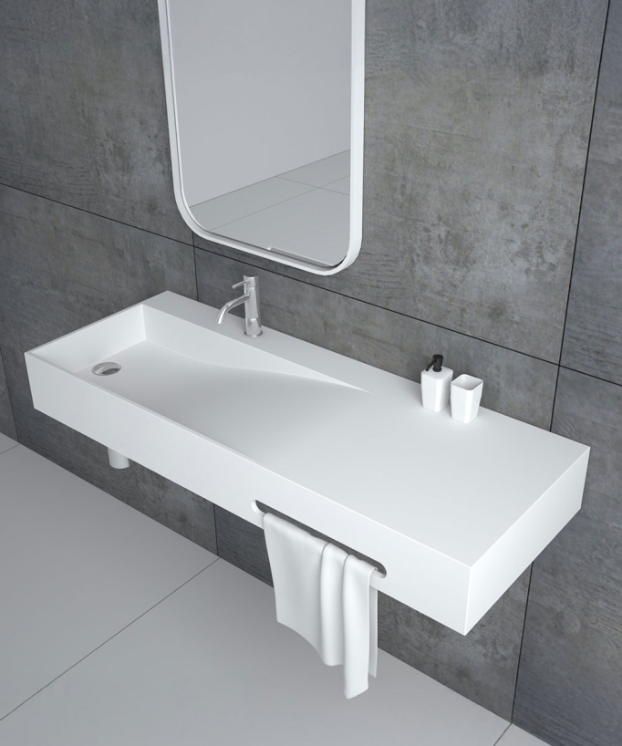 Lavabo rettangolare sospeso Bianco opaco - Gandajika