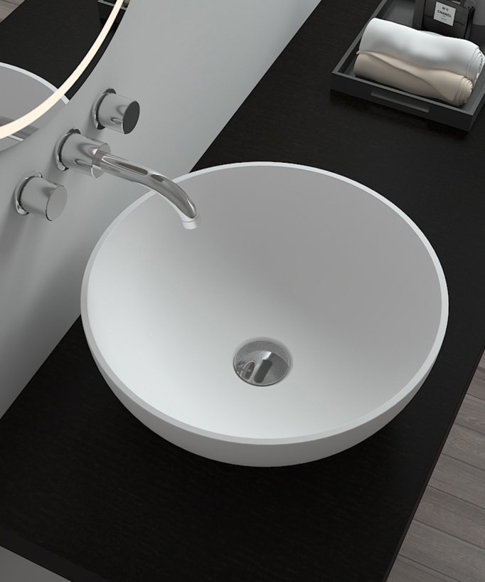 Lavabo a colonna tondo Blanc mat - Brazzaville