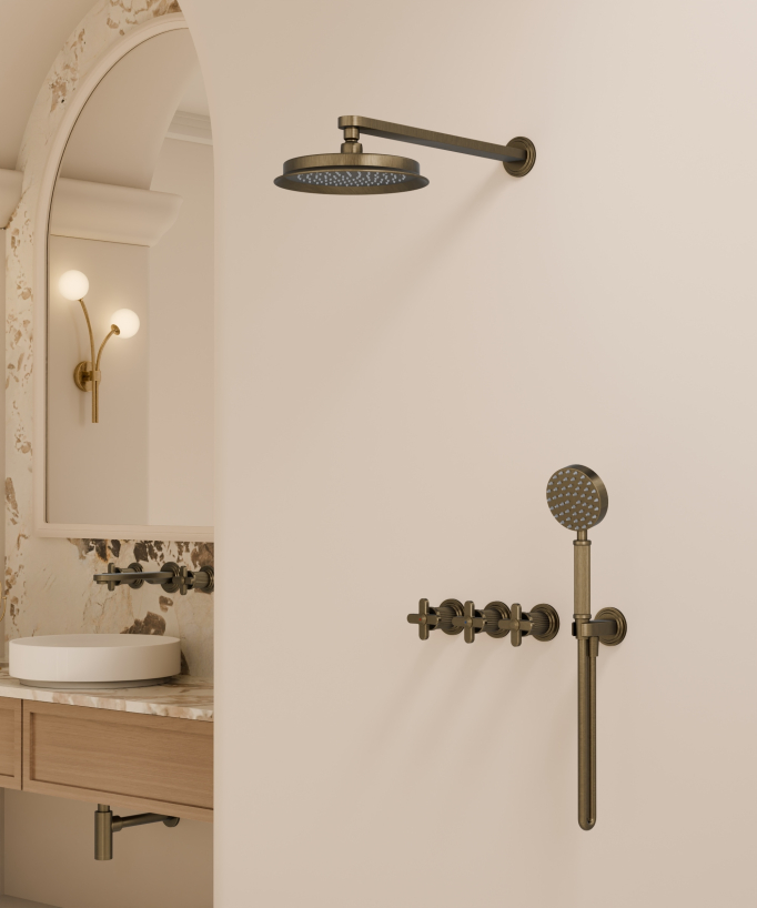 Set doccia incasso Bronzo - Miscelatore, soffione e doccetta - Hera