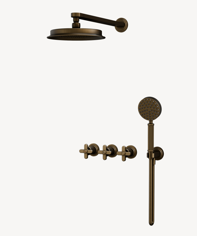 Set doccia incasso Bronzo - Miscelatore, soffione e doccetta - Hera