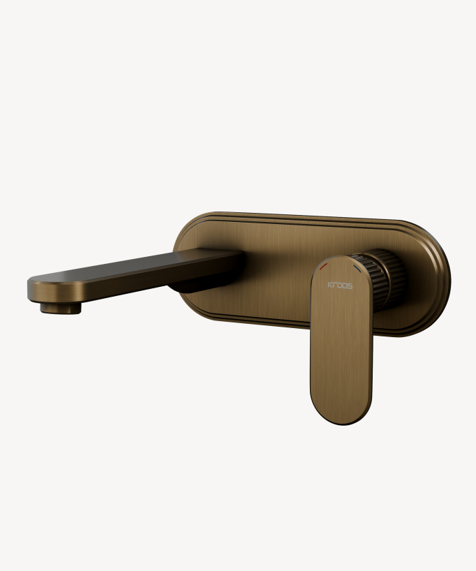 Miscelatore lavabo a parete con placca Bronzo - Hera