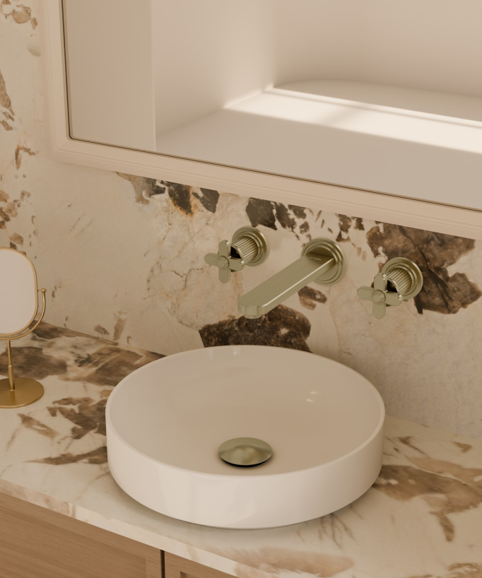 Miscelatore da parete per lavabo Oro spazzolato - Hera