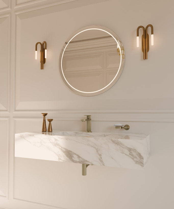 Miscelatore monocomando per lavabo oro spazzolato - Hera
