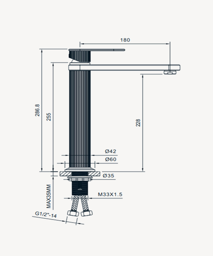 Miscelatore per lavabo da appoggio Nichel spazzolato - Hera