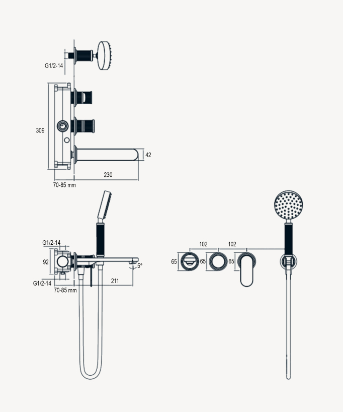 Miscelatore vasca da incasso monocomando Bronzo - Hera