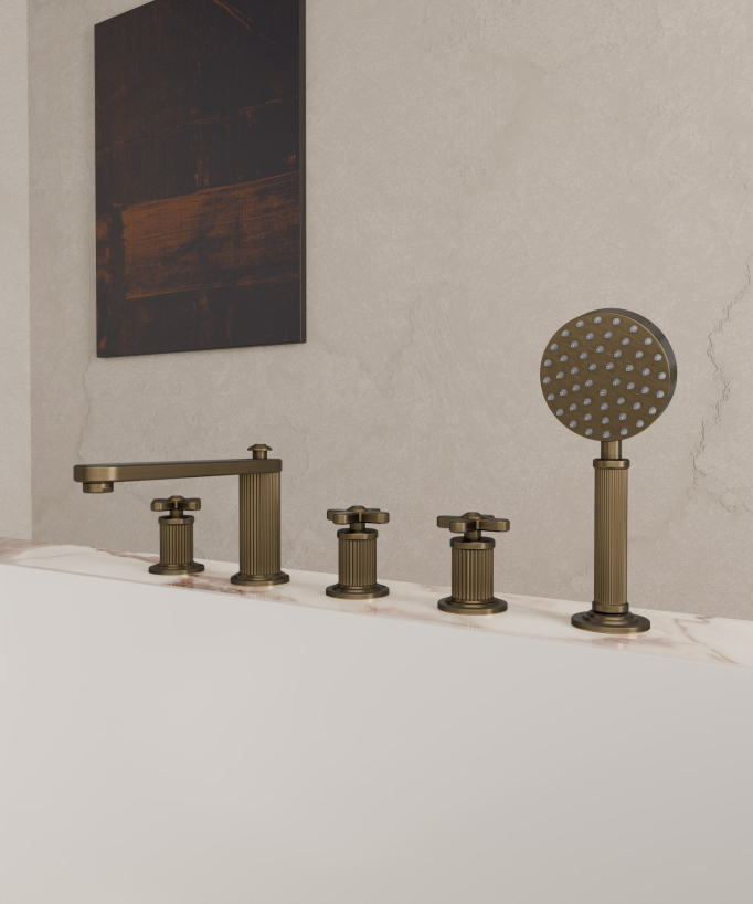Miscelatore bagno-doccia 5 fori da appoggio Bronzo - Hera