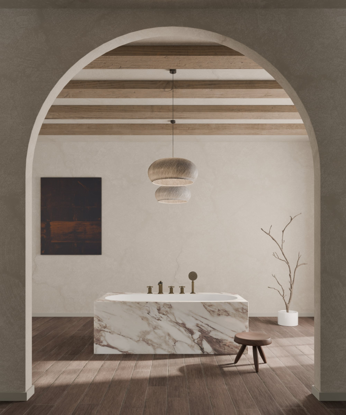 Miscelatore bagno-doccia 5 fori da appoggio Bronzo - Hera