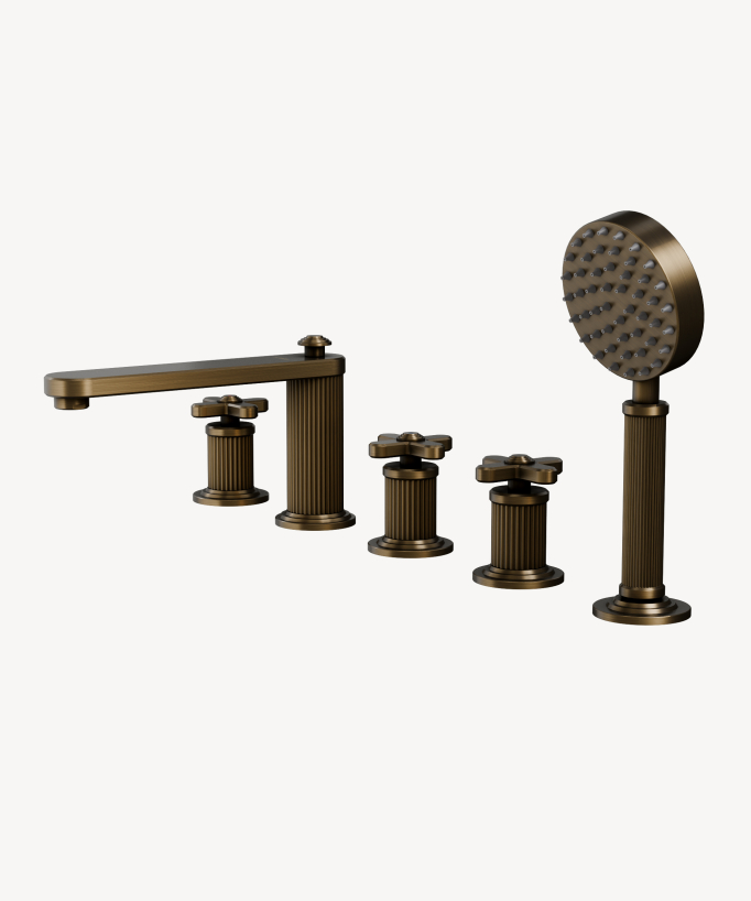 Miscelatore bagno-doccia 5 fori da appoggio Bronzo - Hera