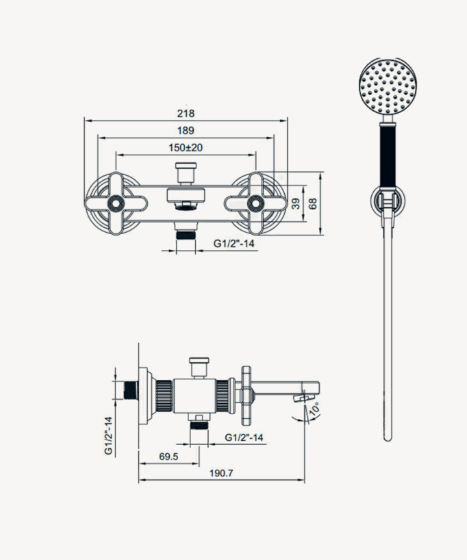 Miscelatore vasca a parete Bronzo - Hera