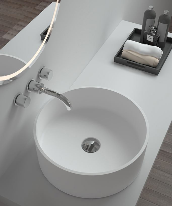Lavabo a colonna tondo Blanc mat - Makoua