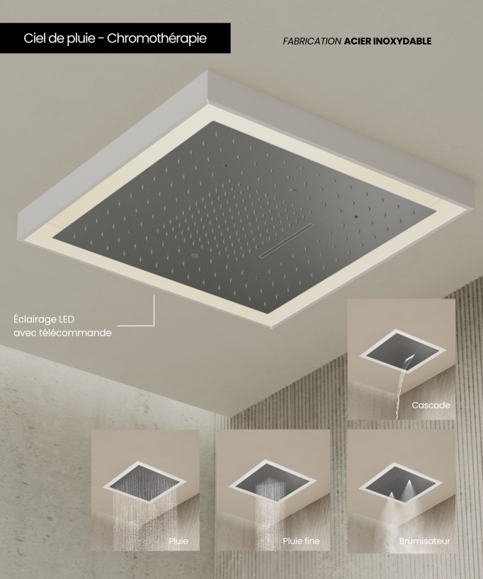 Set miscelatore termostatico doccia Wellness a LED - Sirius