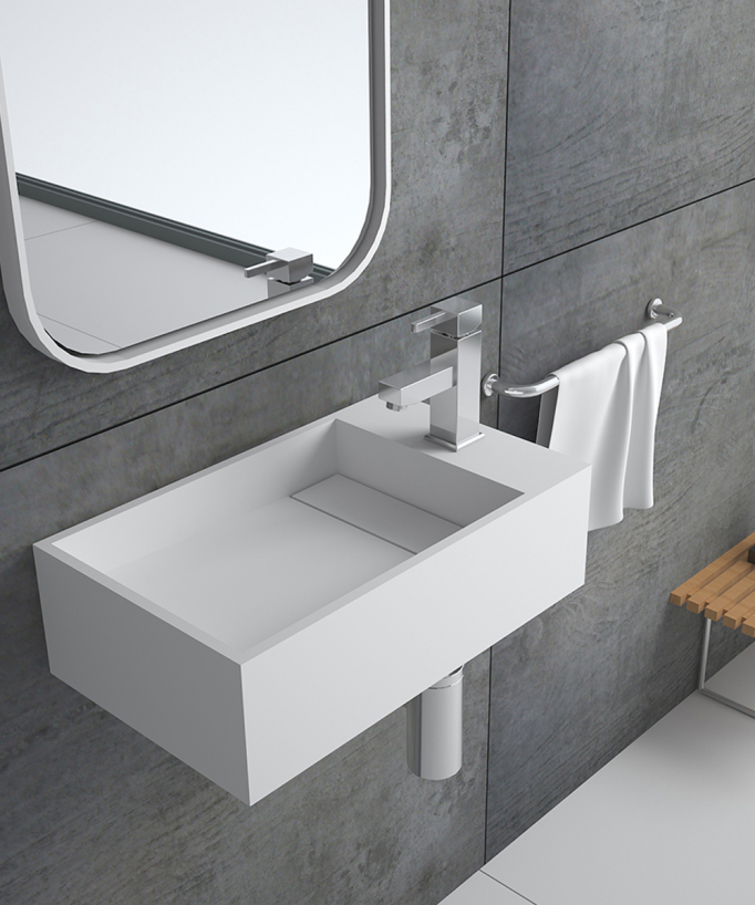 Lavabo rettangolare sospeso Bianco opaco - Gemena