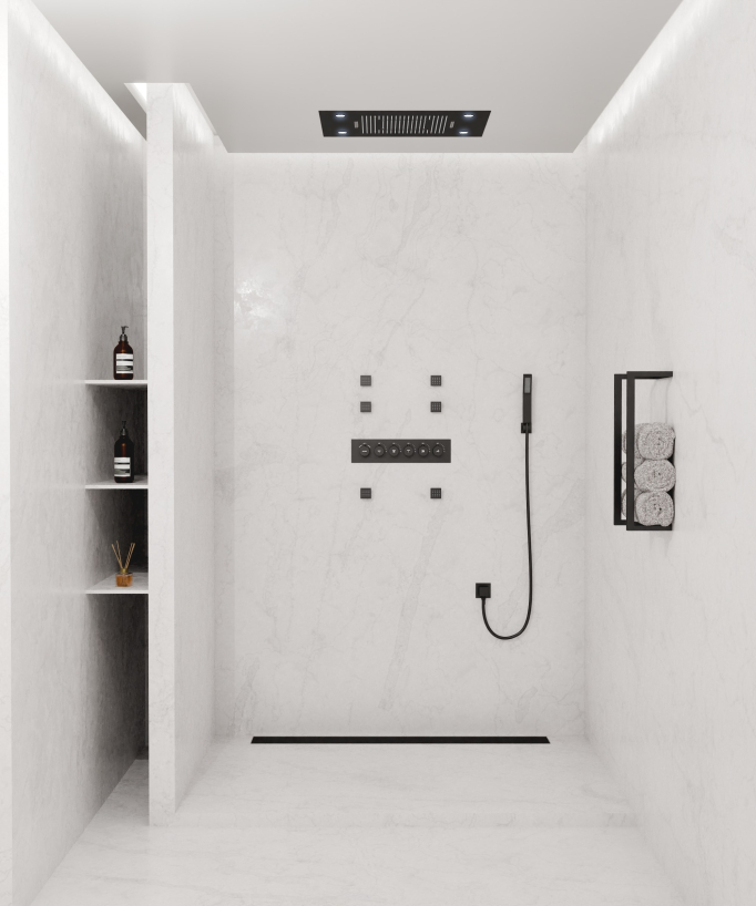 Pannello doccia termostatico multifunzione a LED - 600x800 mm - small