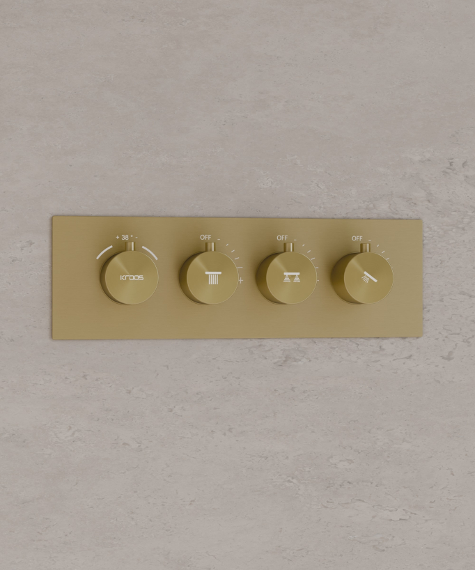 Gruppo doccia termostatico a LED a soffitto - Oro spazzolato