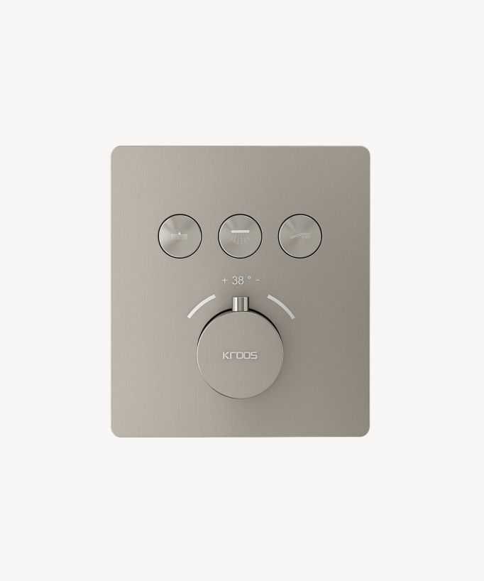 Set doccia termostatico con soffione a pioggia LED incasso soffitto Nickel spazzolato - Sirius