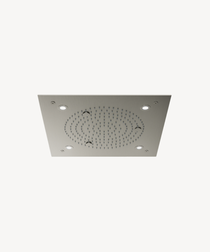 Set doccia termostatico con soffione a pioggia LED incasso soffitto Nickel spazzolato - Sirius