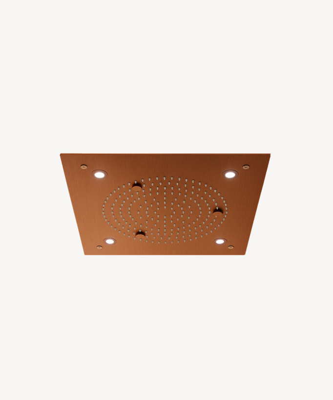 Set doccia termostatico con soffione a pioggia LED incasso soffitto Oro rosa spazzolato - Sirius