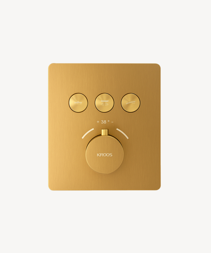 Set doccia termostatico con soffione a pioggia LED incasso soffitto Oro spazzolato - Sirius