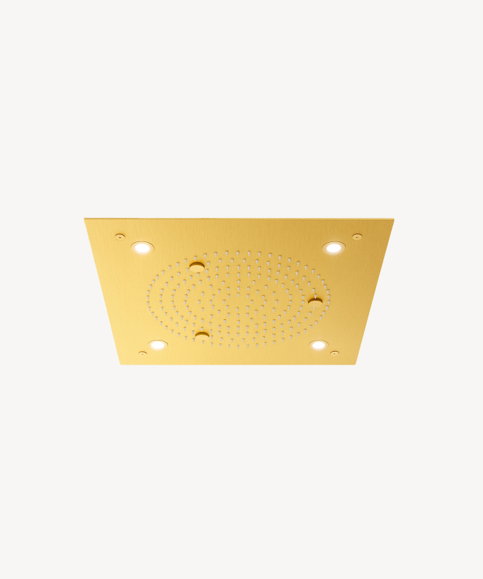 Set doccia termostatico con soffione a pioggia LED incasso soffitto Oro spazzolato - Sirius