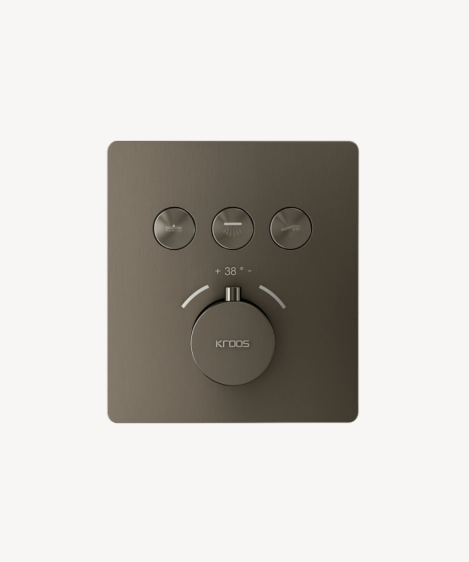 Set doccia termostatico con soffione a pioggia LED incasso soffitto Gun metal - Sirius