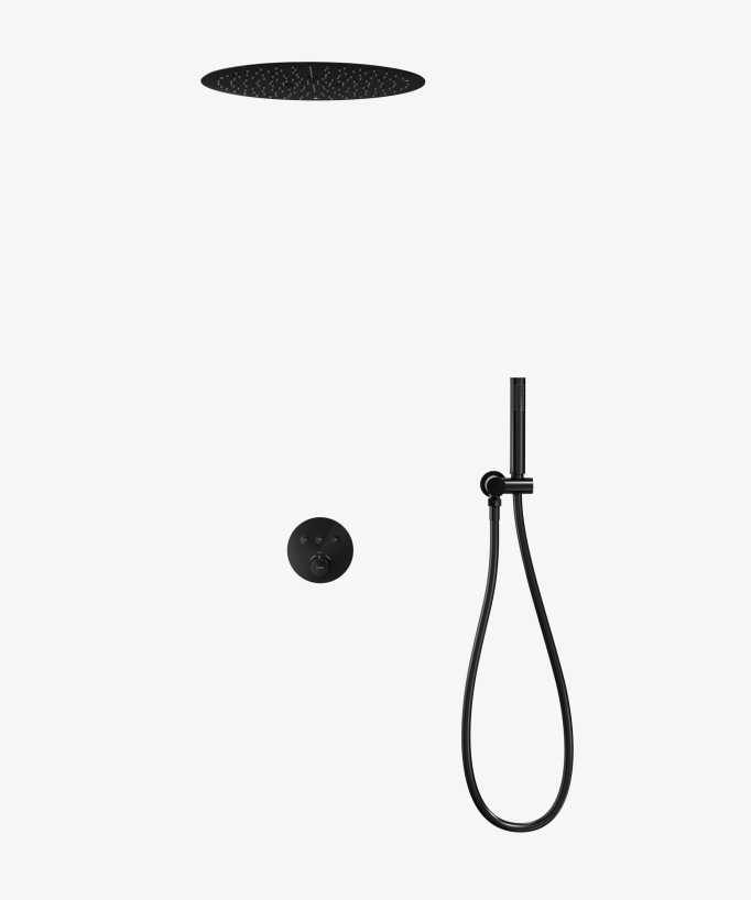 Set doccia termostatico con soffione rotondo incasso - Nero