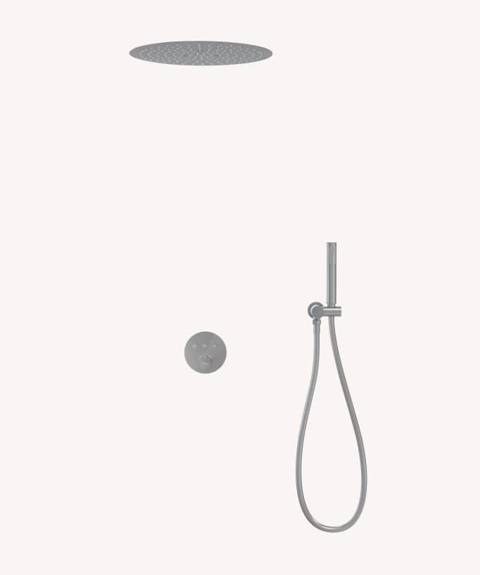 Set doccia termostatico con soffione rotondo incasso - Nickel spazzolato