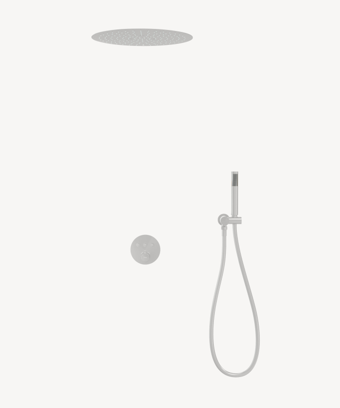 Set doccia termostatico con soffione rotondo incasso - Bianco