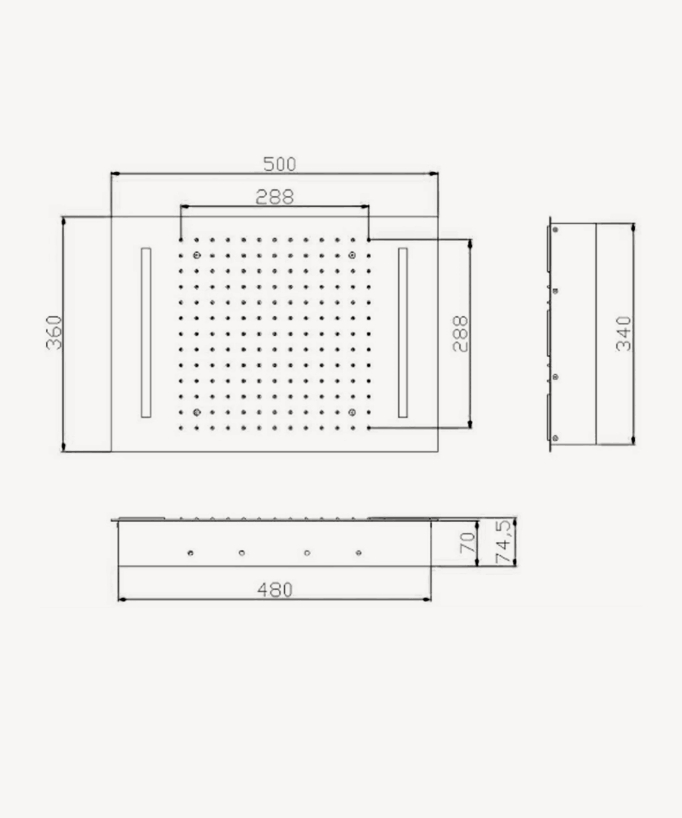 Set doccia completo in ottone nero opaco a led incassato