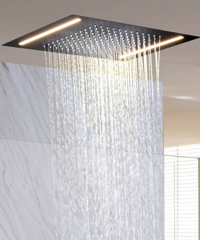 Set doccia completo in ottone nero opaco a led incassato