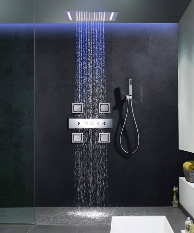 Sistema doccia termostatico completo a soffitto Getto massaggiante a LED