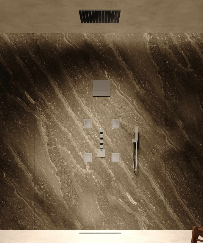 Composizione doccia termostatica soffione wellness con body jets Cromato - Sirius