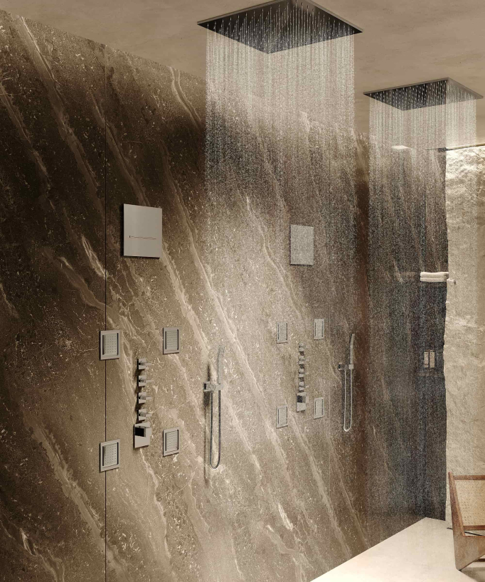 Composizione doccia termostatica soffione wellness con body jets Cromato - Sirius