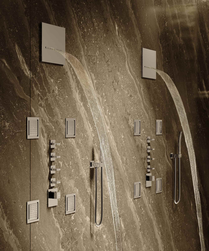 Composizione doccia termostatica soffione wellness con body jets Cromato - Sirius