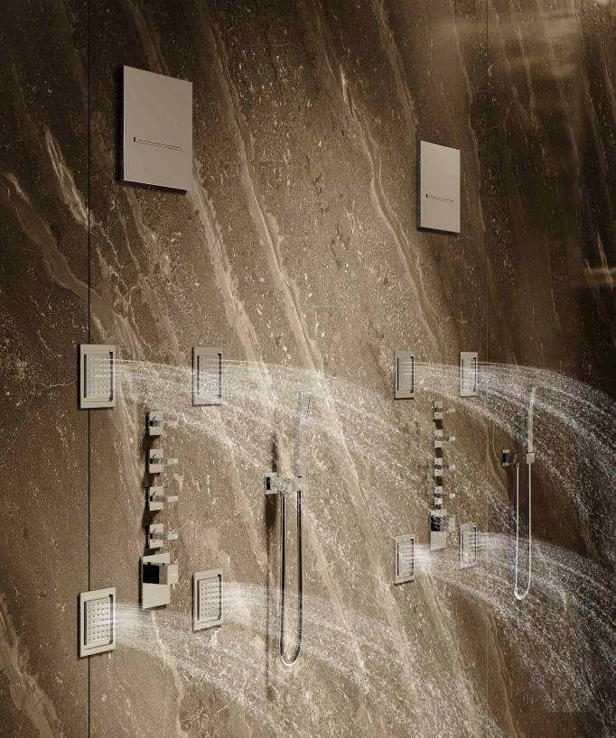 Composizione doccia termostatica soffione wellness con body jets Cromato - Sirius