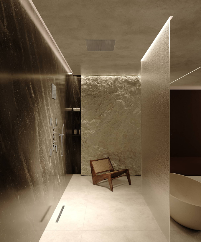 Composizione doccia termostatica soffione wellness con body jets Cromato - Sirius