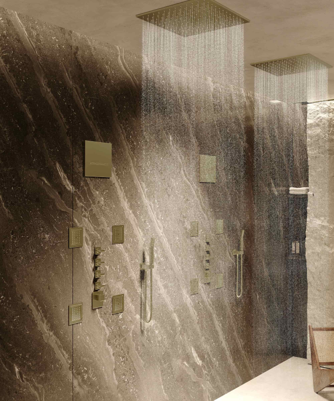 Composizione doccia termostatica con soffione a pioggia Wellness e body jets - Sirius