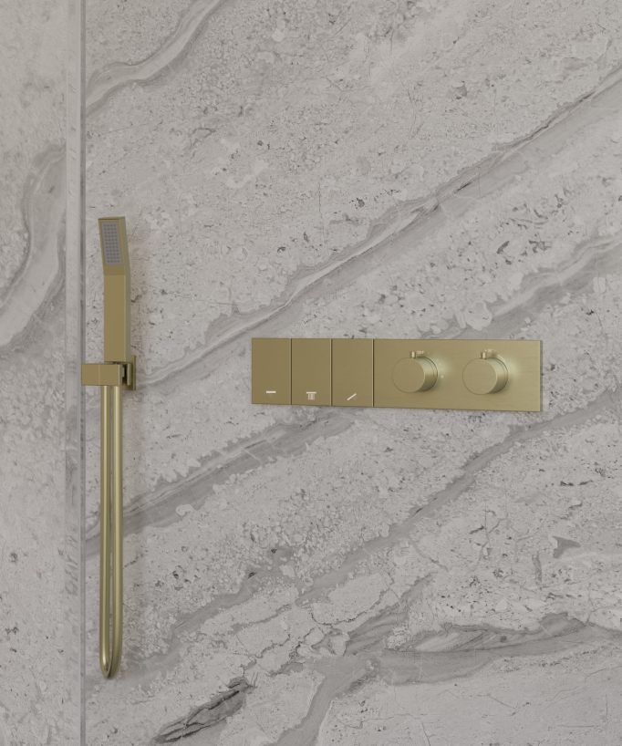 Composizione doccia termostatica getto cascata pioggia e laterali