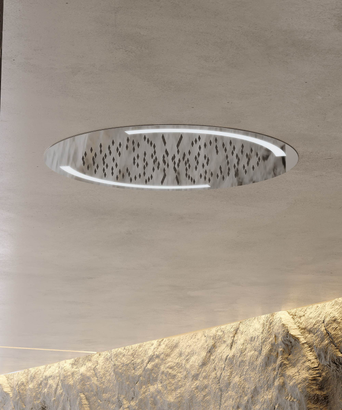 Pack doccia termostatico con soffione rotondo a LED Cromato - Corbeau