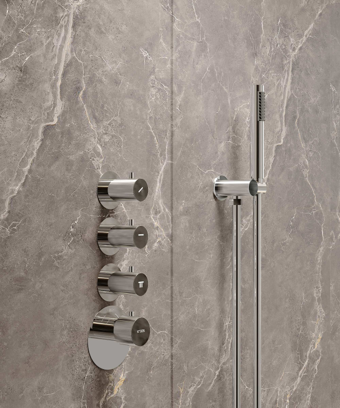 Pack doccia termostatico con soffione rotondo a LED Cromato - Corbeau