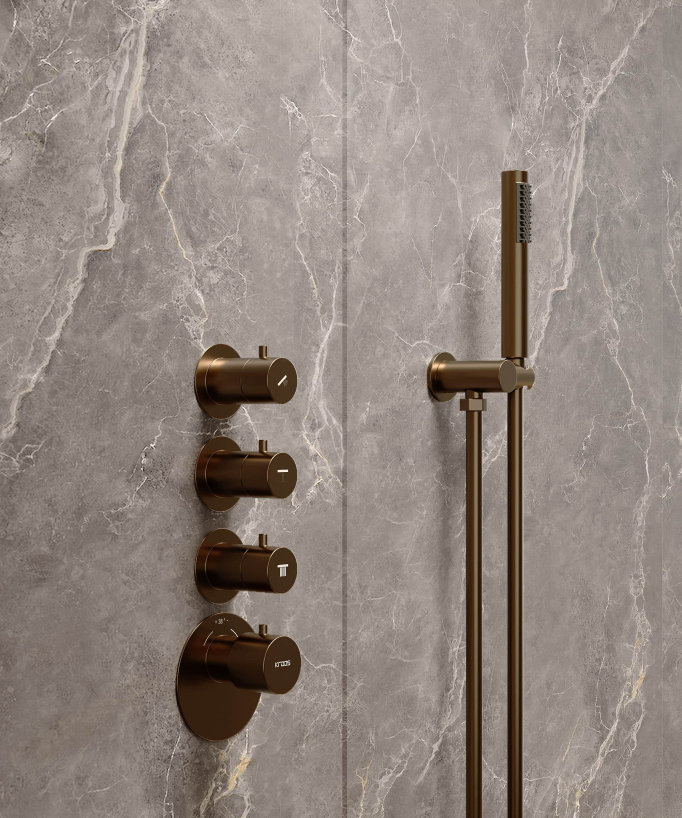 Set doccia termostatica con soffione tondo a LED - Corbeau