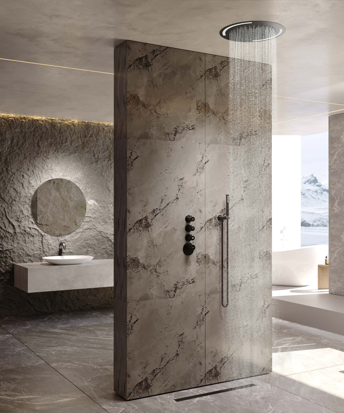 Set doccia termostatica con soffione tondo a LED - Corbeau