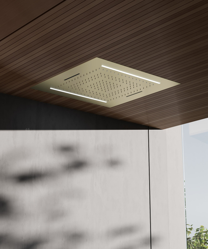 Set doccia termostatica, soffione multifunzione 70x70 cm a LED