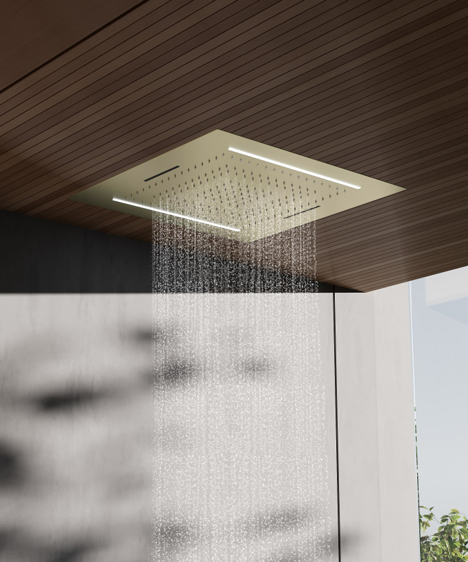 Set doccia termostatica, soffione multifunzione 70x70 cm a LED