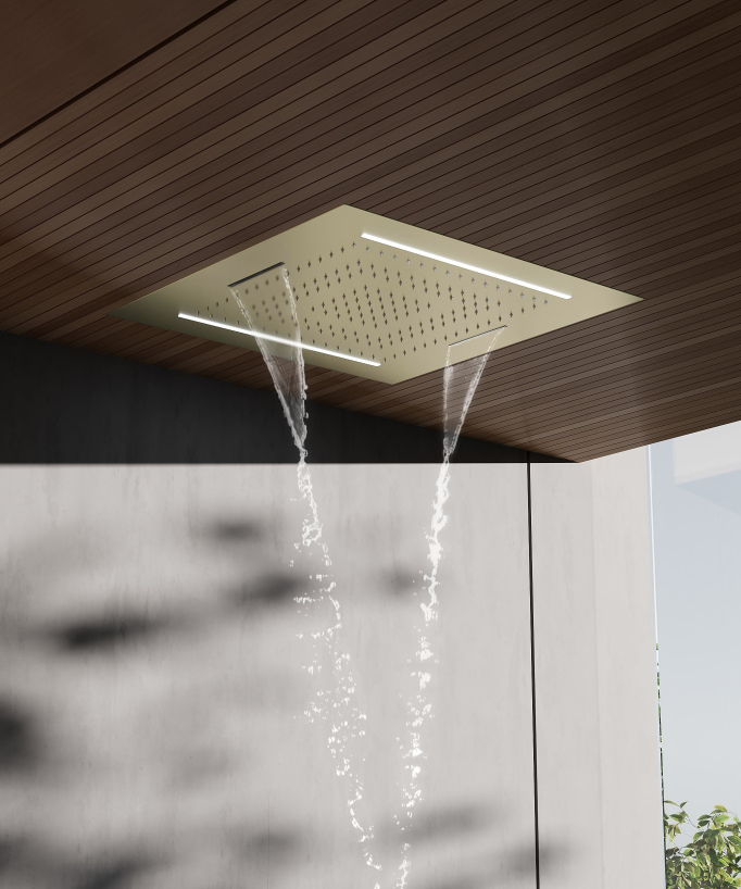 Set doccia termostatica, soffione multifunzione 70x70 cm a LED