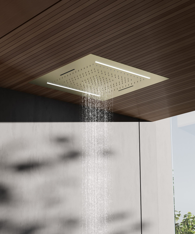 Set doccia termostatica, soffione multifunzione 70x70 cm a LED