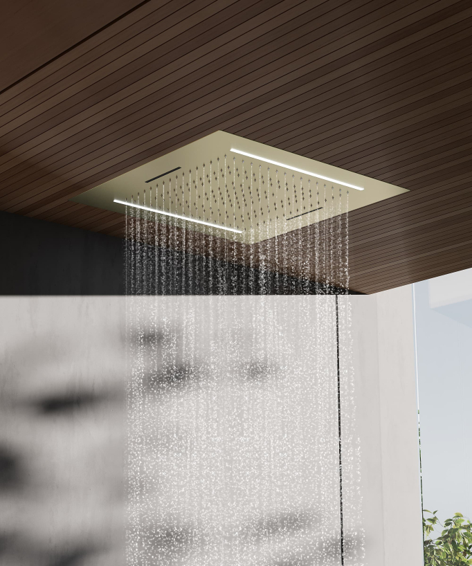 Set doccia termostatica, soffione multifunzione 70x70 cm a LED