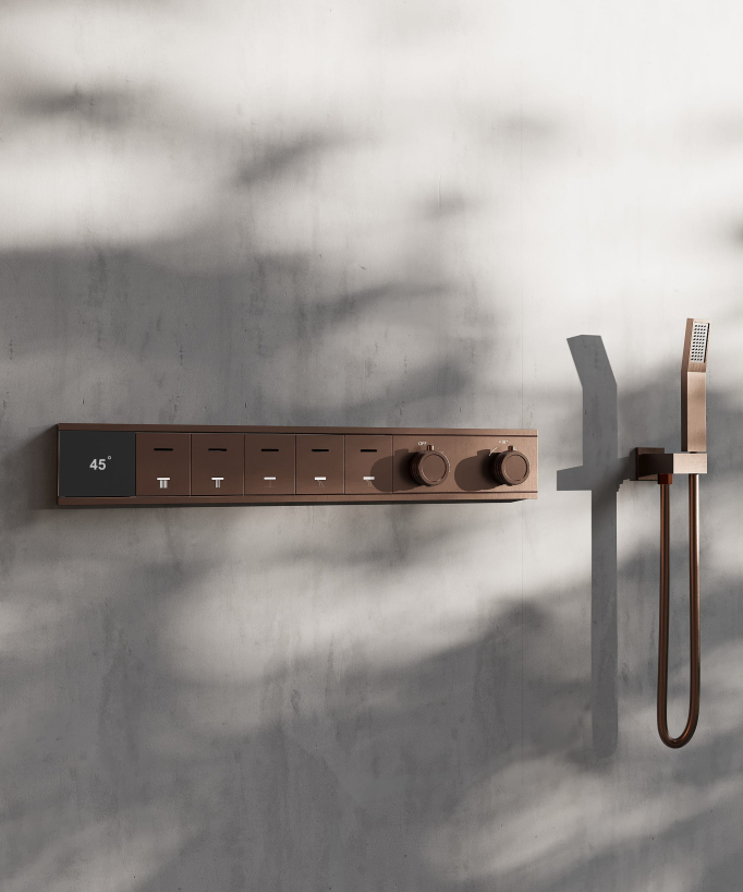 Set doccia termostatica, soffione multifunzione 70x70 cm a LED