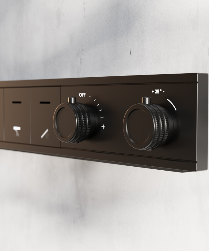 Set doccia termostatico, soffione multifunzione 70x70 cm a LED - Nero