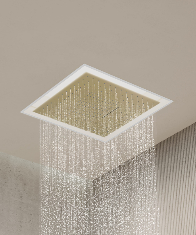 Set miscelatore termostatico doccia Wellness a LED Oro spazzolato - Sirius