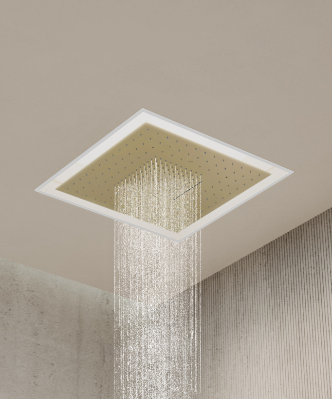 Set miscelatore termostatico doccia Wellness a LED Oro spazzolato - Sirius